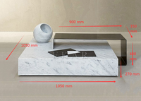 Nouvel ensemble de table basse de salon en acier inoxydable de marbre carré-ensemble de canapé meubles salon