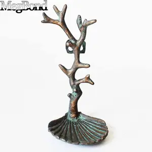 Cast iron coral jewelry holder for ring and necklace, cast iron metal handicraft