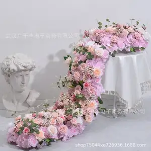 Hot Selling Crose Flower Decoration Vines Garland Silk Flower Garland Table Flower Runner For Wedding Party