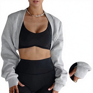 เสื้อครอปท็อปปักโลโก้ตามสั่ง เสื้อสเวตเชิ้ตทรงโอเวอร์ไซส์สำหรับฤดูหนาว ผ้าถักโพลีเอสเตอร์/เรยอน แขนยาว สไตล์สตรีทแวร์สำหรับผู้หญิง - Product Image 3