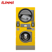 Lavadora y Secadora Comercial Apilable de Acero Inoxidable ALANNA de 12 kg, Operada con Tarjeta, para Lavandería