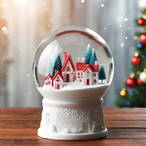 Led ışıkları ile romantik yıldönümü hediyesi reçine gül kar küresi sevgililer hediye kartopu özel toptan - Product Image 6