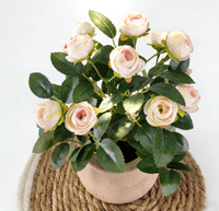 Petit bonsaï de rose artificielle, fleur blanche ou rouge en pot, décoration créative réaliste pour la maison, pot de fleurs artificiel