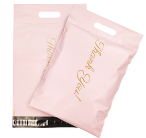 Bolsas de Plástico para Envíos de Ropa con Logotipo de Agradecimiento en Color Rosa, Bolsas de Envío con Asa para Entrega Exprés - Product Image 2