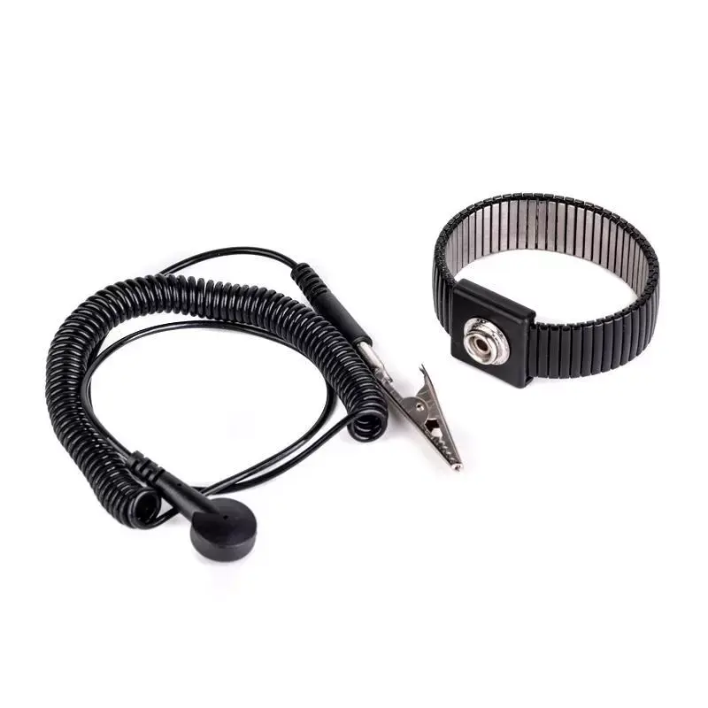 YP-M5 Noir 2.4m ESD dragonne câblée/Antistatique sans poussière atelier bracelet/Filaire bracelet antistatique