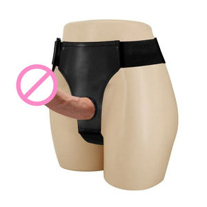 Solide dubbele kop gesimuleerde fallus waterdichte draagbare dildo slip voor vrouwen met realistisch aanvoelend gevoel en vibratie masturbatie apparaat - Product Image 1