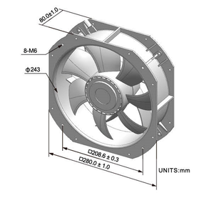 Sotop ec28080 280x280x80 công nghiệp Quạt làm mát cho tủ bảng điều khiển năng lượng lưu trữ quạt không chổi than - Product Image 5