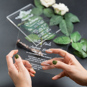 Thiết Kế Miễn Phí Acrylic Lời Mời Sinh Nhật Rõ Ràng Tùy Chỉnh Thực Đơn Thẻ Frosted Wedding Lời Mời Thẻ - Product Image 4