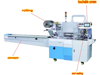 Machine d'emballage horizontale automatique pour pain, biscuits et gâteaux en sachet oreiller, avec codeur de date et convoyeur de qualité alimentaire