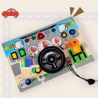 Tablero de Conducción de Madera para Niños, Volante de Simulación, Panel de Conducción de Juguete, Juguete Sensorial Montessori para Niños Pequeños, Niños y Niñas