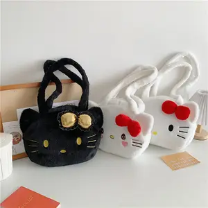 Schwarze goldene Kitty-Plüschtasche Kitty-Plüschrucksack Halo Die Kitty gefüllte Handtasche Kulomi Pachacco Melodie-Taschen Mädchen-Schultertasche