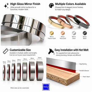 Banda de <span class=keywords><strong>Borde</strong></span> de PVC con Acabado <span class=keywords><strong>Espejo</strong></span> de Alto Brillo, Compatible con Adhesivo Termofusible, para Tablero MDF, Gabinetes y Muebles de Madera - Product Image 2