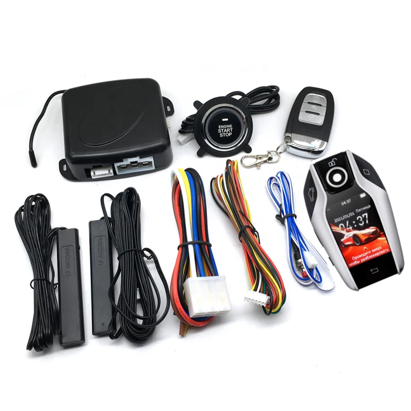 Avvio remoto PKE Keyless Entry Start Stop allarmi per auto con chiave LCD intelligente