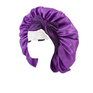 Gorro de Dormir de Satén para Mujer, Aspecto de Seda, Doble Capa, Cinta para Atar de 35 cm de Diámetro, para Cabello Rizado, Moda para las Cuatro Estaciones - Product Image 4
