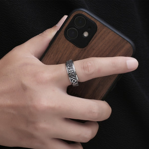 Six Syllable Mantra <b>Titanium</b> Steel <b>Ring</b> Men's Index Finger Jewelry SA1141 Rotatable Design - Product Image 5