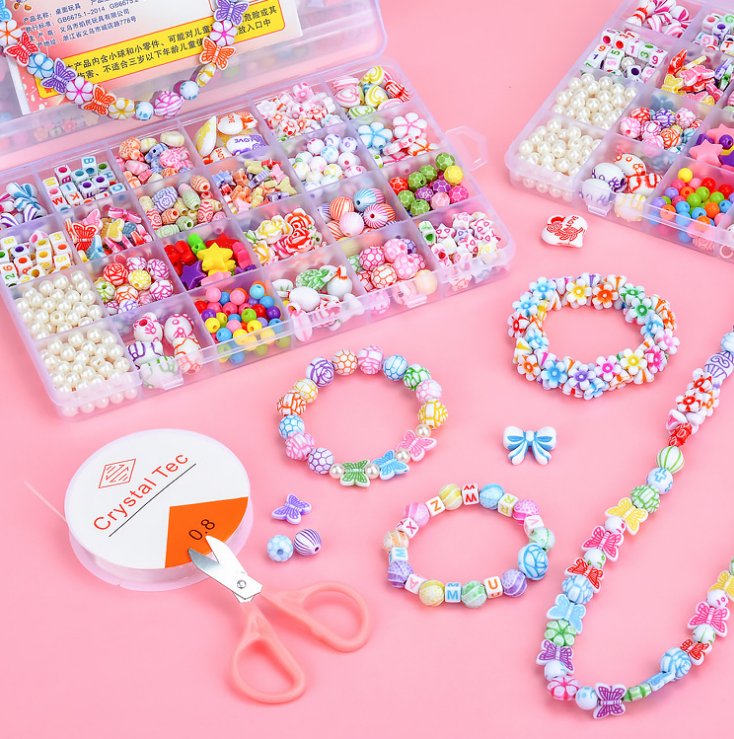 Kids DIY Acrylic Jewelry Making Children Diy Beads Kit Educational Beads Wholesale Unisex Customized Loose Style Plastic Color