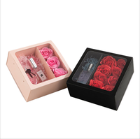 Boîte Cadeau de Luxe Rouge à Lèvres Transparent Personnalisé avec Fenêtre pour l'Anniversaire de Fleur Parfum Saint Valentin