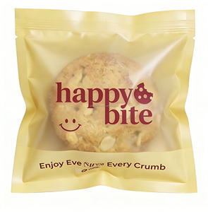 Sachets en plastique personnalisés de qualité alimentaire pour emballage individuel de biscuits, beignets et pâtes à biscuits, avec fenêtre transparente et trois côtés thermosoudés - Product Image 2