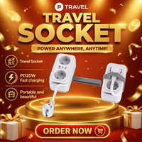 Nouvelle multiprise de voyage portable de style allemand/coréen, norme UE, PD20W, 2 prises avec USB et 2 ports TYPE-C, intelligente et portable