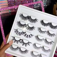 10 paires de cils Kit de gros 3D 25MM naturel faux cils en vrac Baux Bink moelleux cils Kit en vrac pour les femmes maquillage