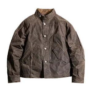 Giacca Maden da <span class=keywords><strong>uomo</strong></span> con collo alto, in tessuto cerato, nuova versione, cappotto da <span class=keywords><strong>uomo</strong></span> di colore scuro, stile Amekaji, impermeabile, vintage. - Product Image 6