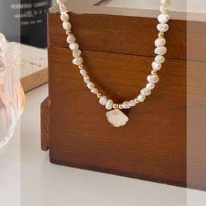 Collier en perles d'eau douce Zhuji Zhizhen Ins Wind, exquis, un seul collier avec un blanc de niche, effet clair de lune, pour femmes - Product Image 4