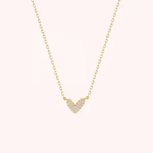 LOZRUNVE 925 Sterling Silver Jewellery Crafted Pave Romantic Little Heart Lover Gold Necklace for Women
