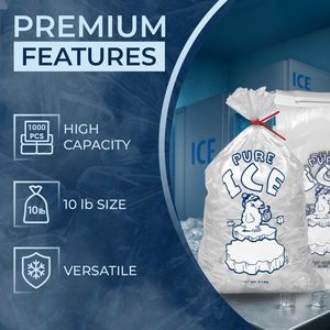 Bolsas de Plástico Transparente Resistentes de 10 Lb con Refuerzo Lateral para Máquinas de Hielo, Uso Comercial, Pure Ice - Product Image 2