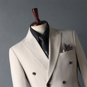 <span class=keywords><strong>Costume</strong></span> professionnel 3 pièces pour homme, coupe ajustée, croisé, en tissu peigné infroissable, haute qualité, idéal pour les mariages et événements professionnels - Product Image 5