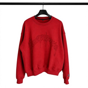 Custom High Quality Solid Fleece Cotton <b>Crewneck</b> Sweatshirt Patches Embroidered Pullover Unisex Regular Sleeve Knitted Autumn - Product Image 1
