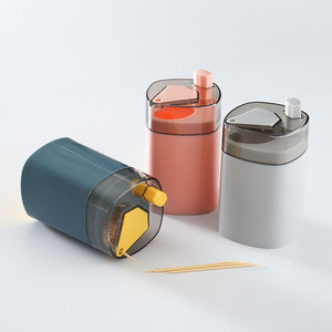 <b>Toothpick</b> Holder Plastic Push Button Storage Box For Home Hotel Restaurant Gray And Dark Blue 240 Units - Product Image 4