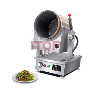 Commerciale antiaderente controsoffitto rotante Wok industriale Auto Stir Fry Cooking Robot Wok Cooker Machine