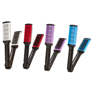 Peigne lisseur de cheveux en forme de V, dents en acier inoxydable pour le coiffage à domicile, blanc, rouge, violet - Product Image 5