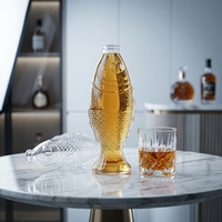 Bouteilles en verre en forme de poisson de 500 ml, bouteilles en verre de qualité supérieure pour les spiritueux, carafe en verre personnalisée pour le whisky, le brandy, la tequila, les spiritueux