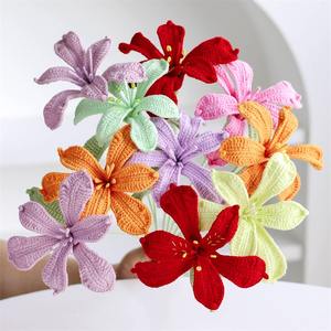 Flor de microganchillo fino, flor de ganchillo hecha a mano, flor de simulación de seis pétalos, flor tejida a mano con hilo de algodón - Product Image 1