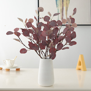 Hojas de Eucalipto Artificiales de 70 cm de Altura, Flor de Seda de Simulación, Decoración de Interiores para el Hogar, Hojas de Plantas de Color Café Otoñal - Product Image 2