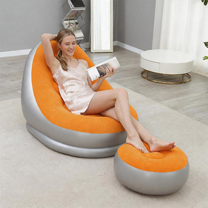 Fauteuil gonflable <span class=keywords><strong>orange</strong></span> floqué à bas prix avec repose-pieds, canapé gonflable individuel pour adultes - Product Image 6