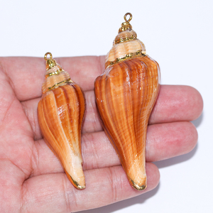 Lớn vỏ ốc xà cừ với mạ Vàng Phụ Nữ Vòng cổ mặt dây chuyền biển vỏ đồ trang sức tự nhiên lớn trumpet vỏ Mặt dây chuyền - Product Image 4