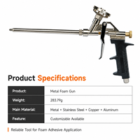 Pistolet pulvérisateur réutilisable en métal pour mousse PU, buse en cuivre, poignée antidérapante, valve en aluminium pour le remplissage des joints et l'isolation dans la construction