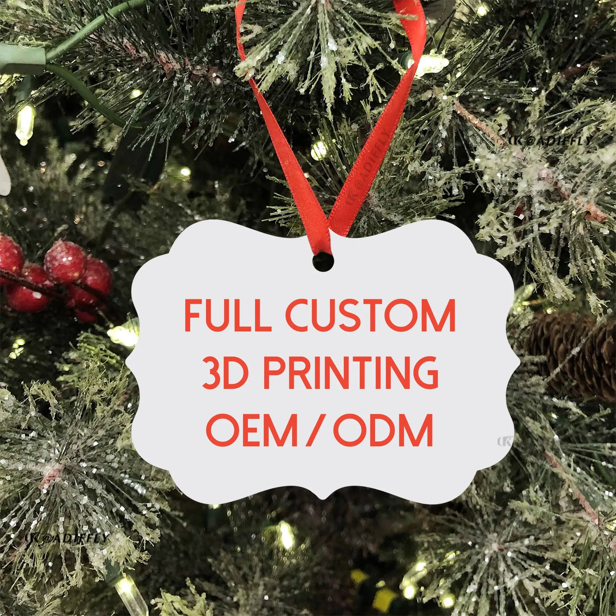 Sublimation Christmas Ornaments Aluminum Personalized Printable Blank Christmas Tree Hanging Decoration for Festive Party Supply