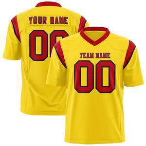Camiseta de Fútbol Americano Personalizada en Dos Tonos con Corte en el Hombro, Color Rojo Dorado - Product Image 1