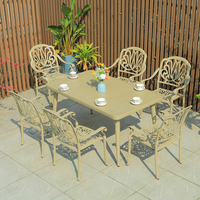 Nouveau design Fauteuils de jardin Ensemble de table Chaises de table modernes en fonte d'aluminium avec revêtement en poudre Parfait pour les salons extérieurs