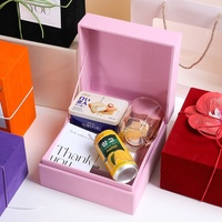 Boîte cadeau carrée en carton avec rabat en velours et ruban pour anniversaire, fête, emballage cosmétique, boîte en papier vide