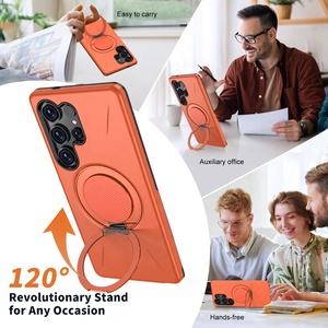 2 en 1 PC duro + TPU suave + aleación de zinc soporte giratorio tipo <span class=keywords><strong>O</strong></span> cubierta del teléfono soporte carga inalámbrica para SAMSUNG S25 <span class=keywords><strong>Ultra</strong></span> - Product Image 3