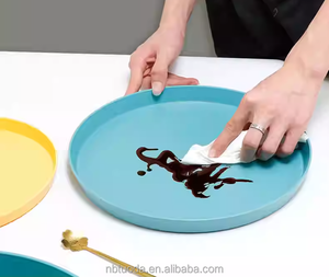 13.5 pouces résistant aux rayures PP plastique cafétéria plateaux de nourriture <span class=keywords><strong>repas</strong></span> plateaux de serveur rond restaurant plateaux de service - Product Image 5