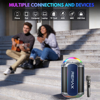 Remax Tragbarer Bluetooth 6.0 Lautsprecher mit LED-Lichtern Karaoke-Maschine mit 1 Drahtlosen Mikrofonen Unterstützt BT/AUX/USB/TF-Karte