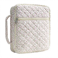 Housse de Bible matelassée grande taille pour femme avec fermeture éclair, sac fourre-tout en tissu de coton pour l'étude biblique, cadeaux chrétiens