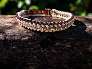 Collier pour <span class=keywords><strong>chien</strong></span> en paracorde <span class=keywords><strong>biothane</strong></span> perlé, bijoux pour animaux de compagnie en or personnalisés, collier tressé bordeaux fait main pour chiens de petite, moyenne et grande taille - Product Image 2