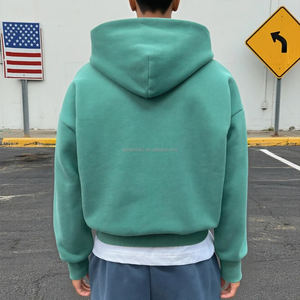 Unisex 500gsm Boxy Double Zipper <b>Hoodie</b> Manufacturers Custom Thick Men's Cotton Hoody Cropped Oversized Blank Zip Up <b>Hoodie</b> - Product Image 4