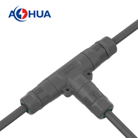 AHUA Ventes d'usine 300V 15A 2Pin T Câble Splitter/Connecteur M20 Assemblé LED Lighting Power Plug IP68 2Pin Quick-Locked Joint